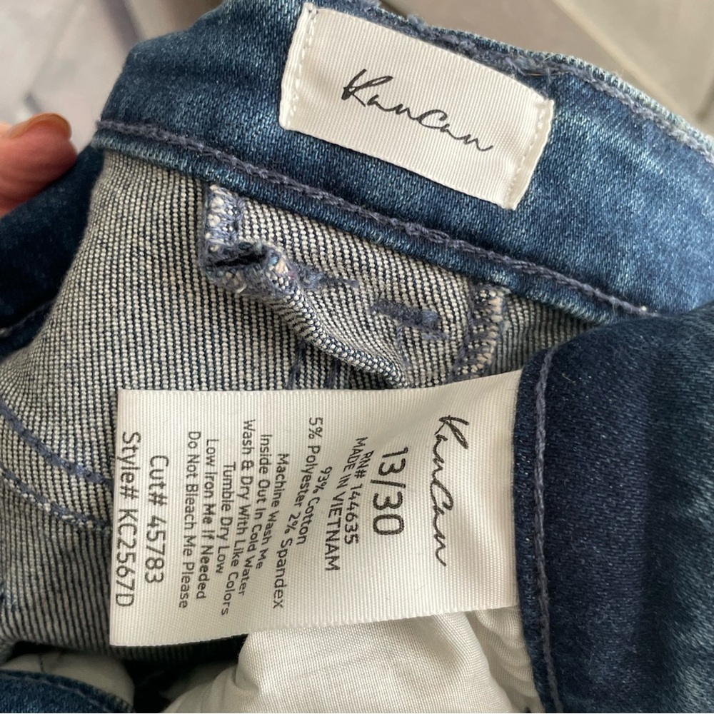 Kancan women’s mid rise slim straight denim jeans Size 13/30 twist belt loops - Picture 8 of 8